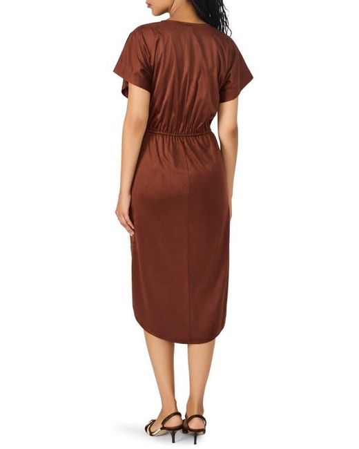 Steve Madden Red Aimee Ruched Short Sleeve Dress