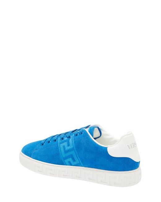 Versace Blue Greca Suede Low Top Sneaker for men