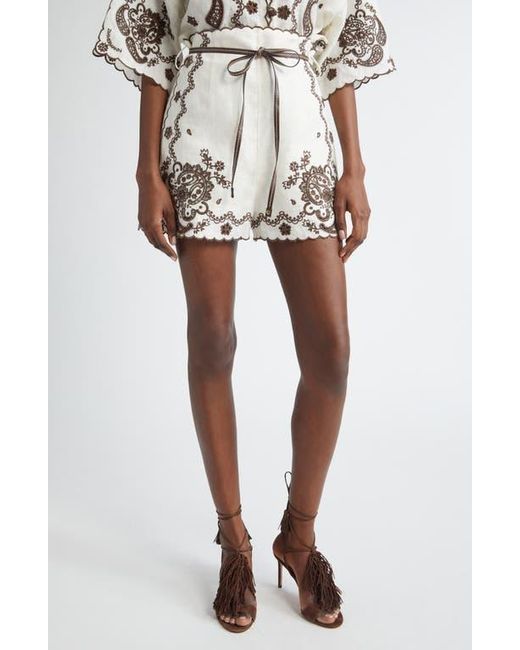 【Zimmermann】Ascension embroidered linen shorts Zimmermann Ascension Tuck Shorts | Neiman Marcus