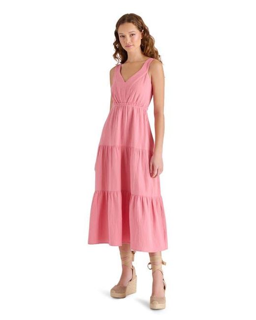 Steve Madden Pink Amira Tiered Cotton Midi Dress