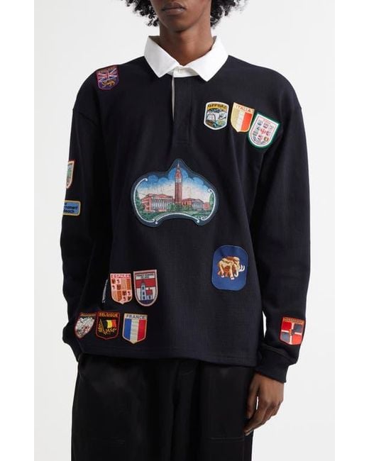 Bode Passport Patch Rugby Shirt in Black for Men | Lyst
