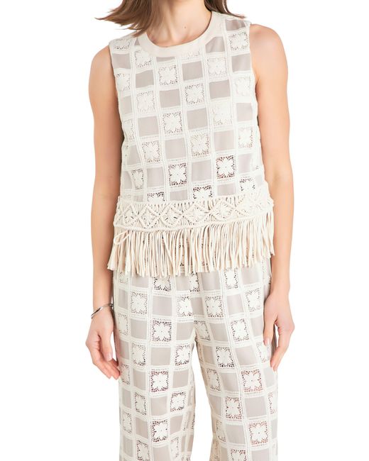 English Factory White Crochet Lace Patchwork Tank