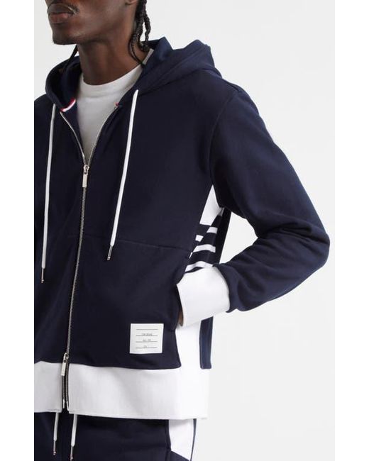 Thom Browne Blue Engineered 4-Bar Cotton French Terry Zip-Up Hoodie for men