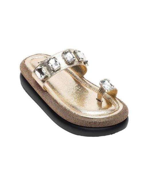 Prologue Shoes Metallic Evans Jeweled Platform Sandal