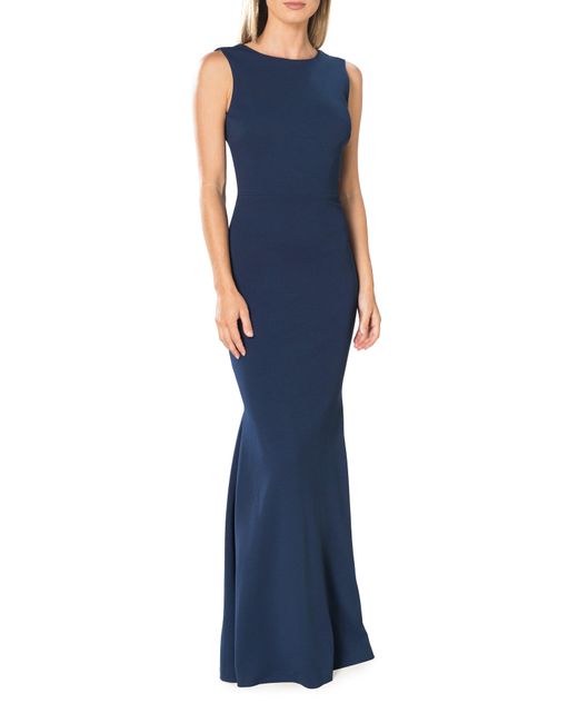 Dress the Population Blue Leighton Sleeveless Mermaid Evening Gown