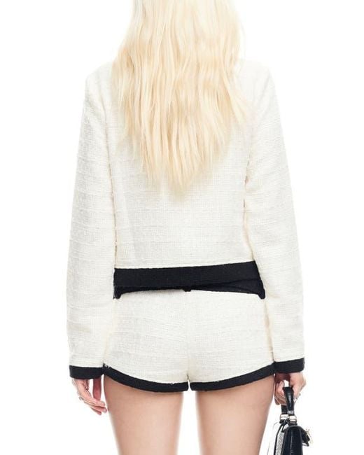 Lioness White Riviera Contrast Trim Tweed Jacket