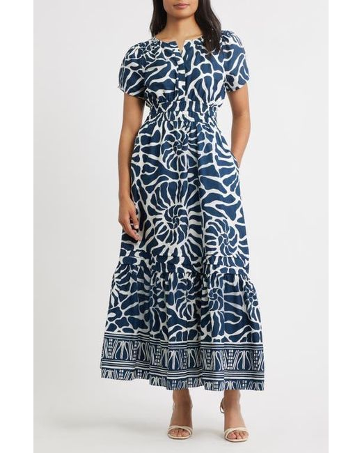 Halogen Women's Blue Allover Print A-Line Dress Halogen Women's Blue Allover Print A-Line Dress