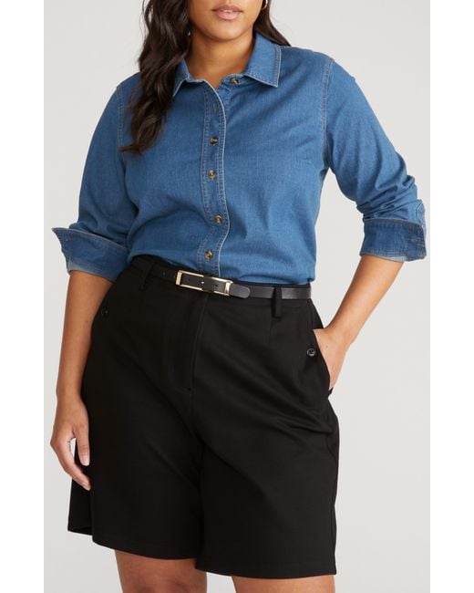 UNIVERSAL STANDARD Blue Chambray Button-Up Shirt