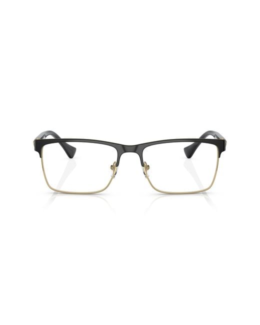 Versace Black 56Mm Rectangular Optical Glasses for men