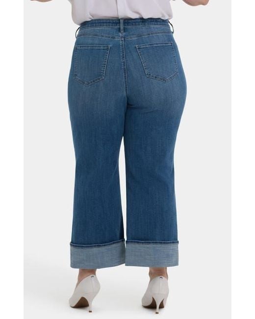 NYDJ Blue Teresa Cuff Wide Leg Jeans