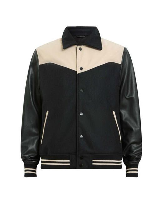 AllSaints Black Endleton Contrast Bomber Jacket for men