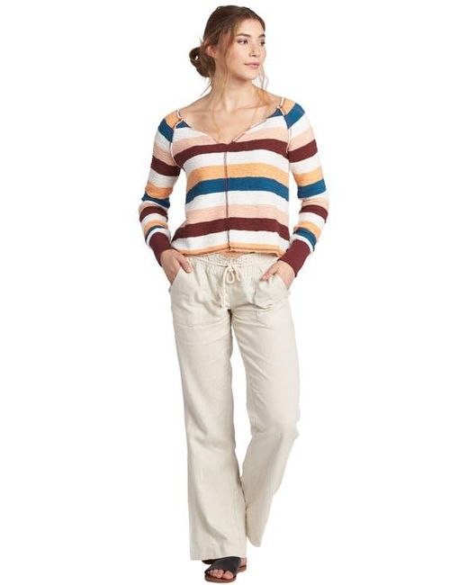 Roxy Natural Oceanside Linen Blend Drawstring Pants