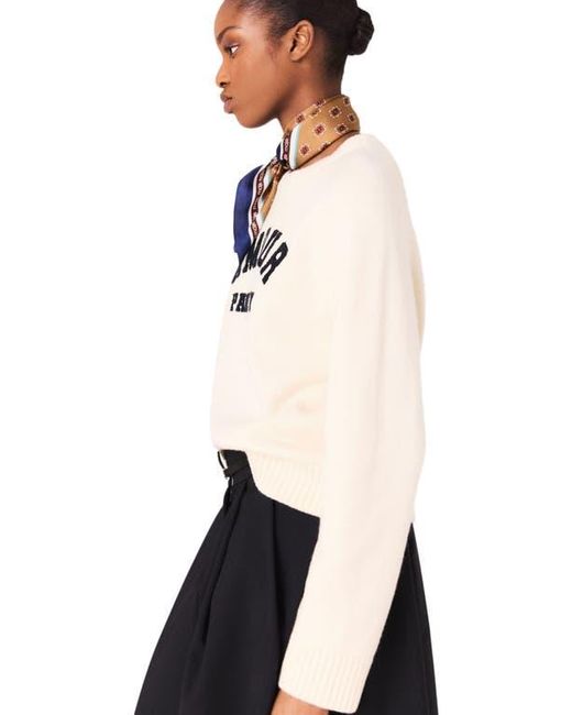 Maje White Rib Knit Sweater