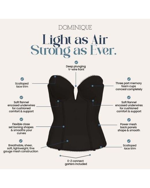 Dominique Intimates Black Vivienne Convertible Strapless V Wire Longline Corset Bra