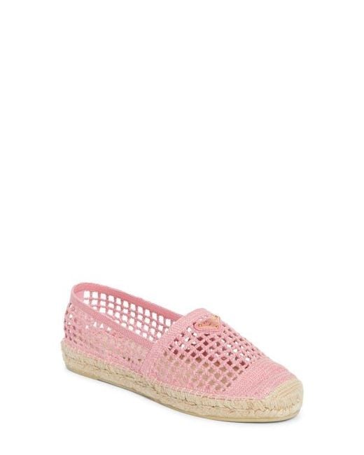 Prada Pink Crochet Espadrille Flat