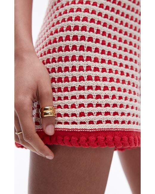 TOPSHOP Red Chunky Sweater Knit Shorts