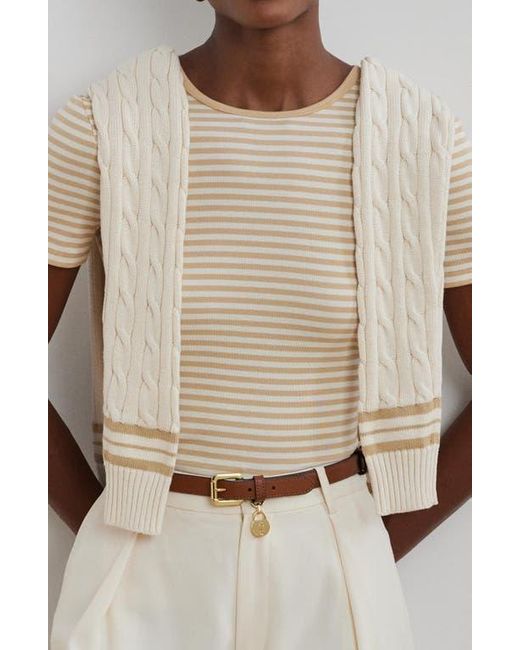 Ralph Lauren Multicolor Stripe Stretch Cotton Crewneck Top