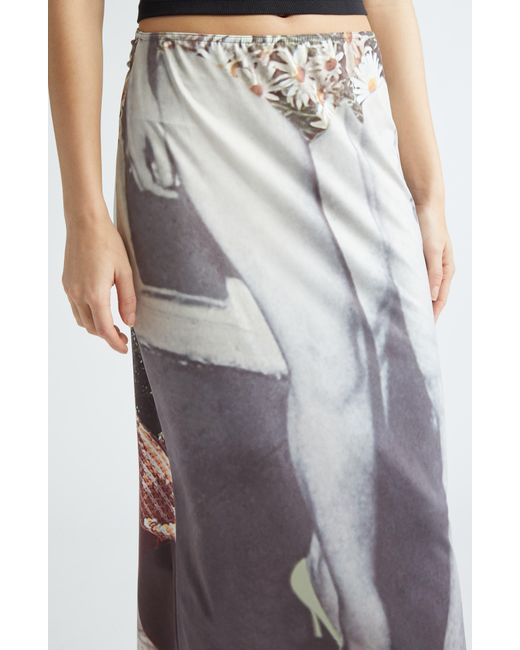 Elliss White Enchantment Allover Print Jersey Skirt