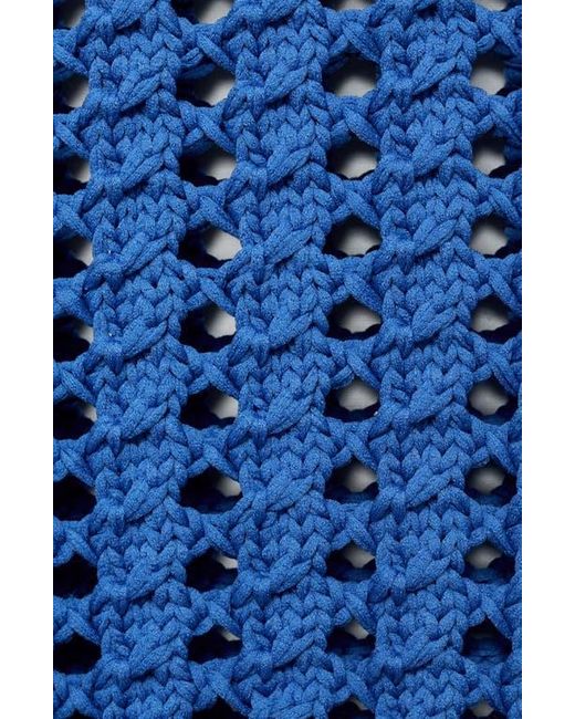 Mango Blue Short Sleeve Open Knit Sweater