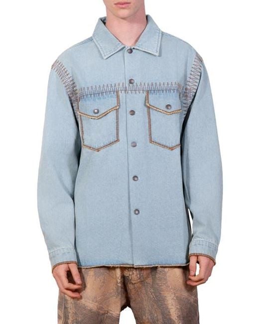 Pleasures Blue Fortress Denim Button-Up Shirt for men