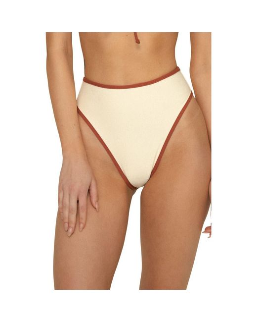Montce Brown Paula Contrast Binding High Waist Bikini Bottoms