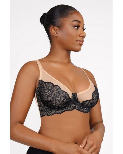 Shapellx Black Supportive Unlined Lace Underwired Bra