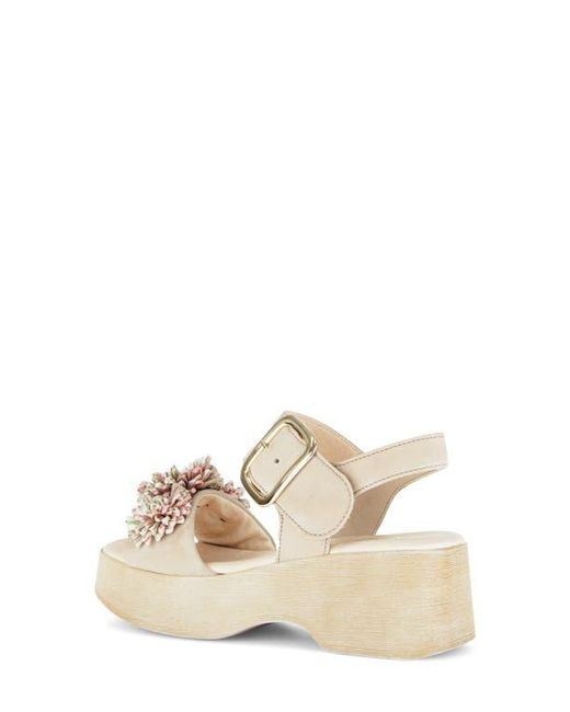 Gabor Natural Raffia Appliqué Platform Sandal