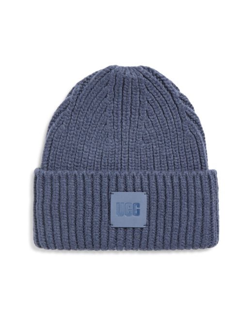 Ugg Blue Chunky Rib Beanie for men
