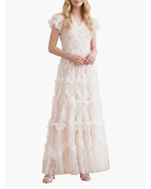 Needle & Thread Natural Amorette V-Neck Gown