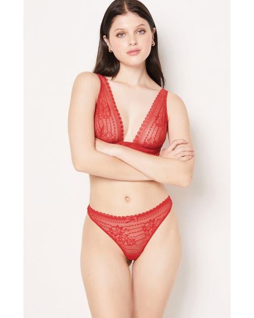 Etam Red Panama Lace Thong