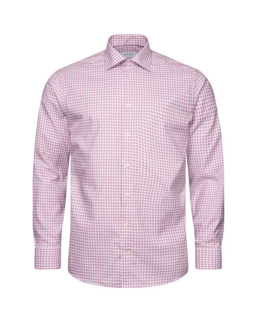 Eton of Sweden Purple Slim Fit Check Organic Cotton Dress Shirt for men