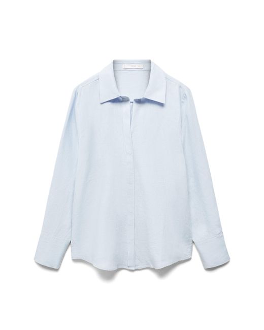 Mango Blue Button-up Linen Shirt