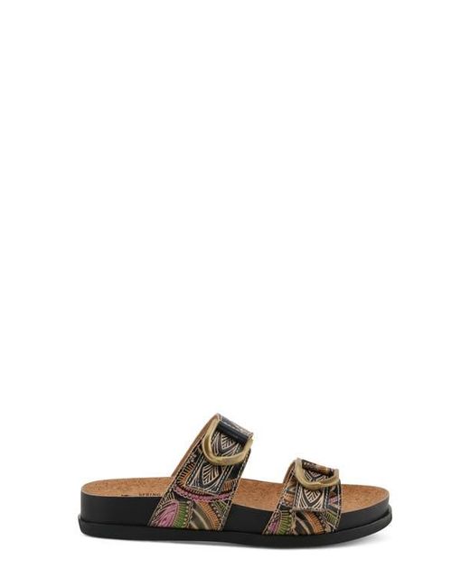 Spring Step Brown Glaze Platform Slide Sandal