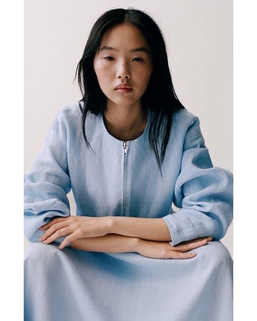 Mango Blue Crop Linen Jacket
