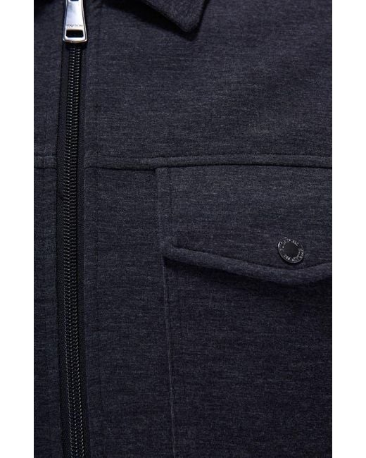 Bugatchi Blue Soft Touch Zip Knit Shirt Jacket for men
