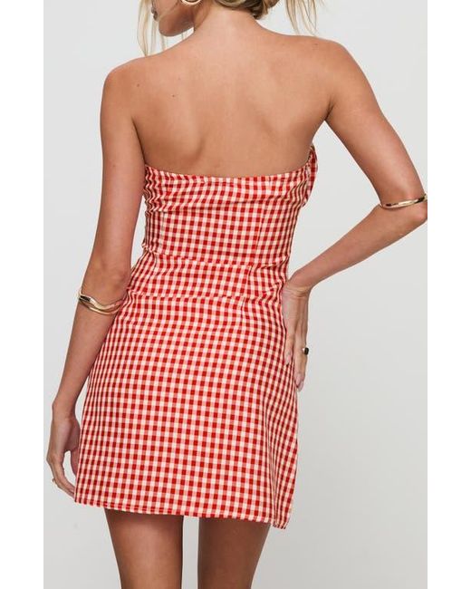 Princess Polly Pink Double Date Gingham Strapless Minidress