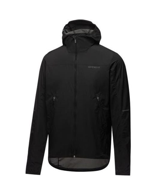 Gore Wear Black Fernflow Hooded Windbreaker for men