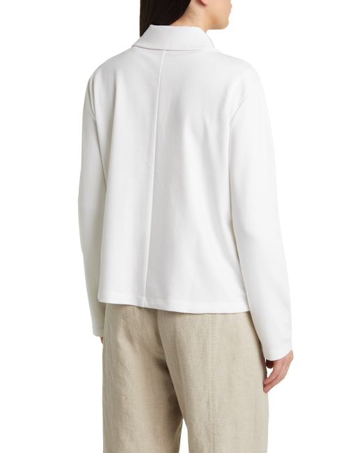 Eileen Fisher White Classic Point Collar Zip-up Ponte Jacket