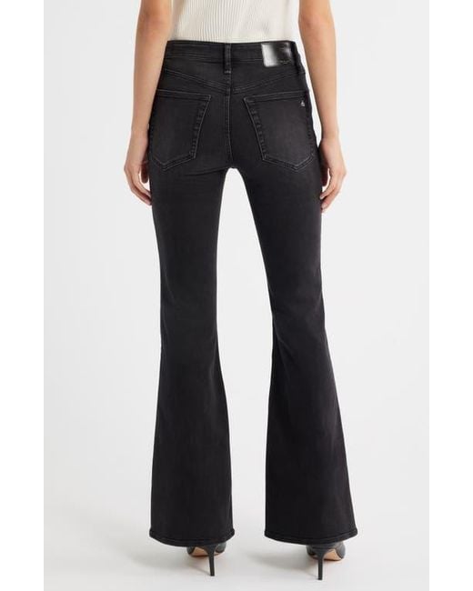 Rag & Bone Black Flexi Dahlia Mid Rise Flare Jeans