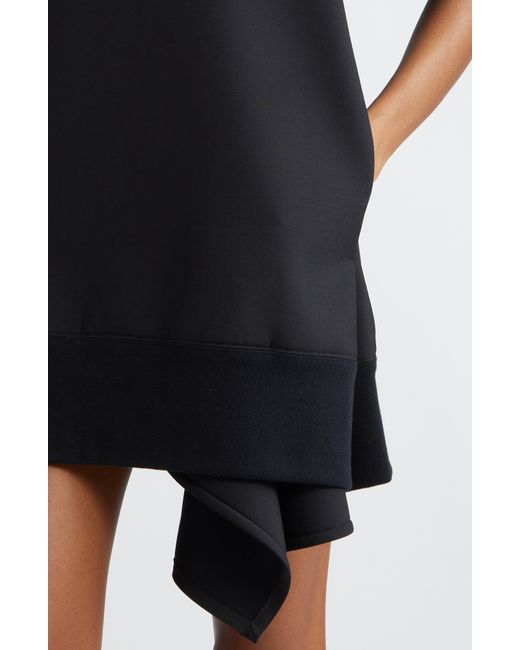Sacai Black Asymmetric Short Sleeve Sweatshirt Dress