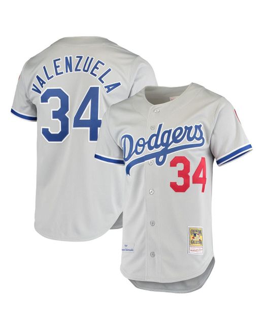 Mitchell & Ness Fernando Valenzuela Gray Los Angeles Dodgers Road 1981