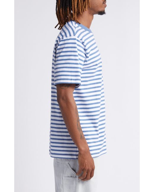 Carhartt Blue Seidler Stripe Logo Pocket T-shirt for men