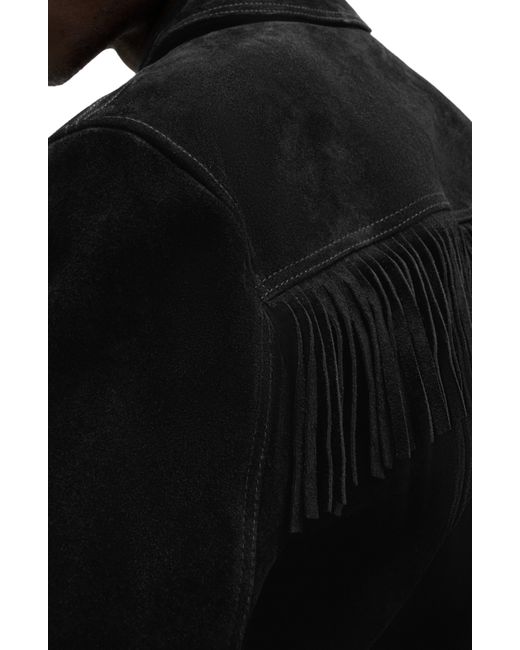 AllSaints Black Warren Fringe Genuine Suede Jacket for men