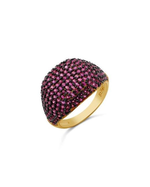 SHYMI Purple Cubic Zirconia Pavé Dome Signet Ring