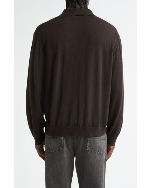 Our Legacy Black Evening Polo Argyle Wool Cardigan for men