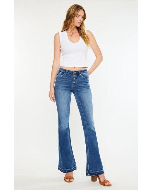 Kancan Blue Lurice Mid Rise Flare Jeans