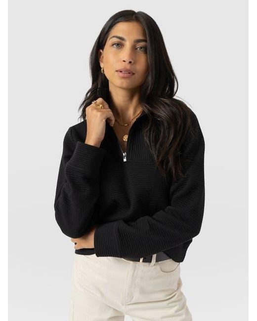 Saint + Sofia Black Halsey Quarter Zip