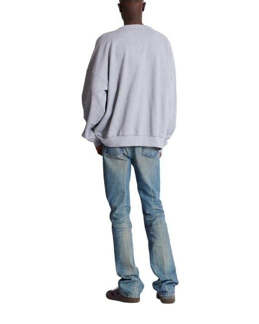 Balmain Blue Printed Cotton Sweatshirt for men