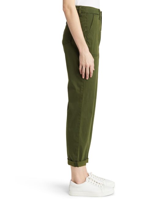 7 For All Mankind Green Patch Pocket High Waist Slim Sateen Pants