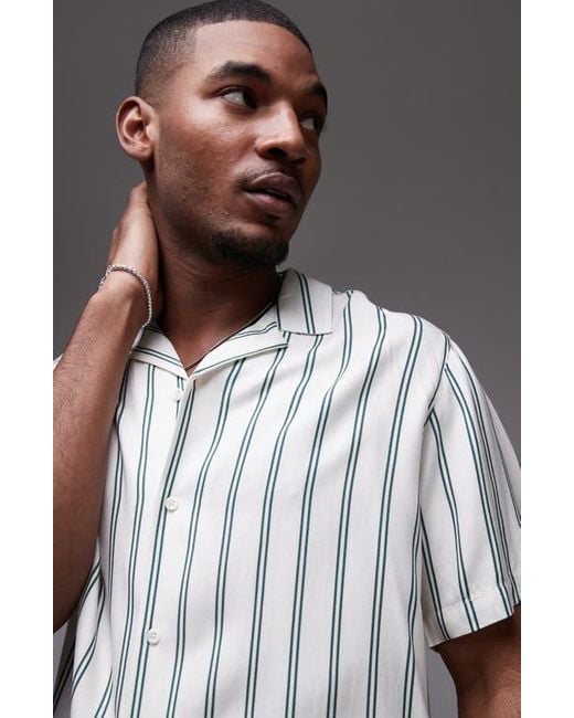Topman Multicolor Stripe Short Sleeve Camp Shirt for men